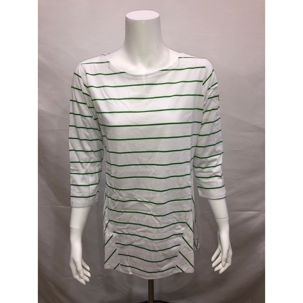 Linea Leisure by Louis Dell'Olio Stripe Swing Tee White/Green XX-Small Size